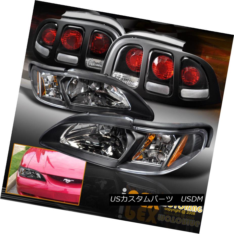 テールライト 1994-1998 Ford Mustang Facelift Black Headlights W/ Signal Corner + Tail Lights 1994-1998 Ford Mustang FaceliftブラックヘッドライトW /シグナルコーナー+テールライト 【並行輸入品】