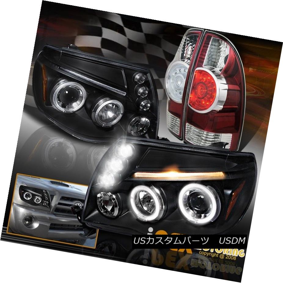 テールライト 2005-2011 Toyota Tacoma Halo Projector Black Headlights+Ultra LED Tail Light Red 2005-2011トヨタタコマハロープロジェクターブラックヘッドライト+ウルトラ ra LEDテールライトレッド 【並行輸入品】