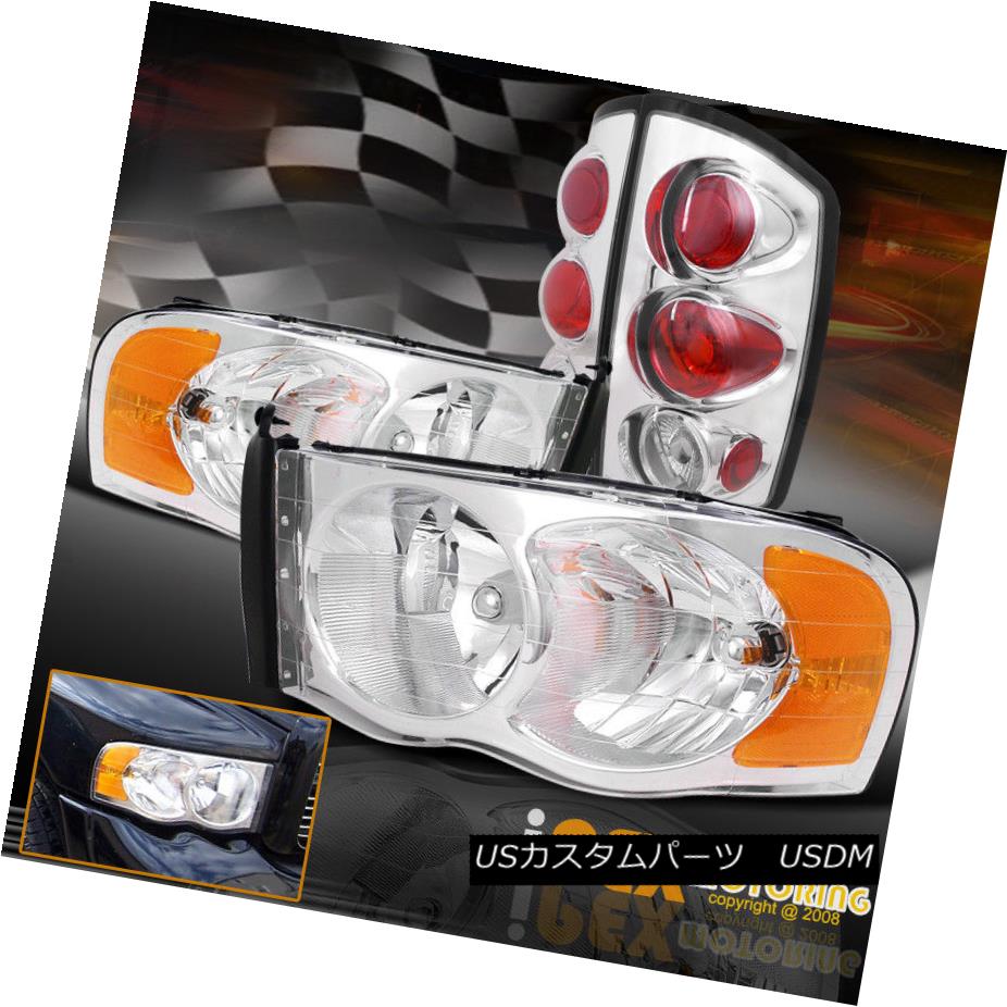 テールライト NEW Chrome Combo For 2002-2005 Dodge Ram 1500 2500 3500 Headlights + Tail Lights NEW Chromeコンボ2002-2005ドッジラム1500 2500 3500ヘッドライト+テールライト 【並行輸入品】