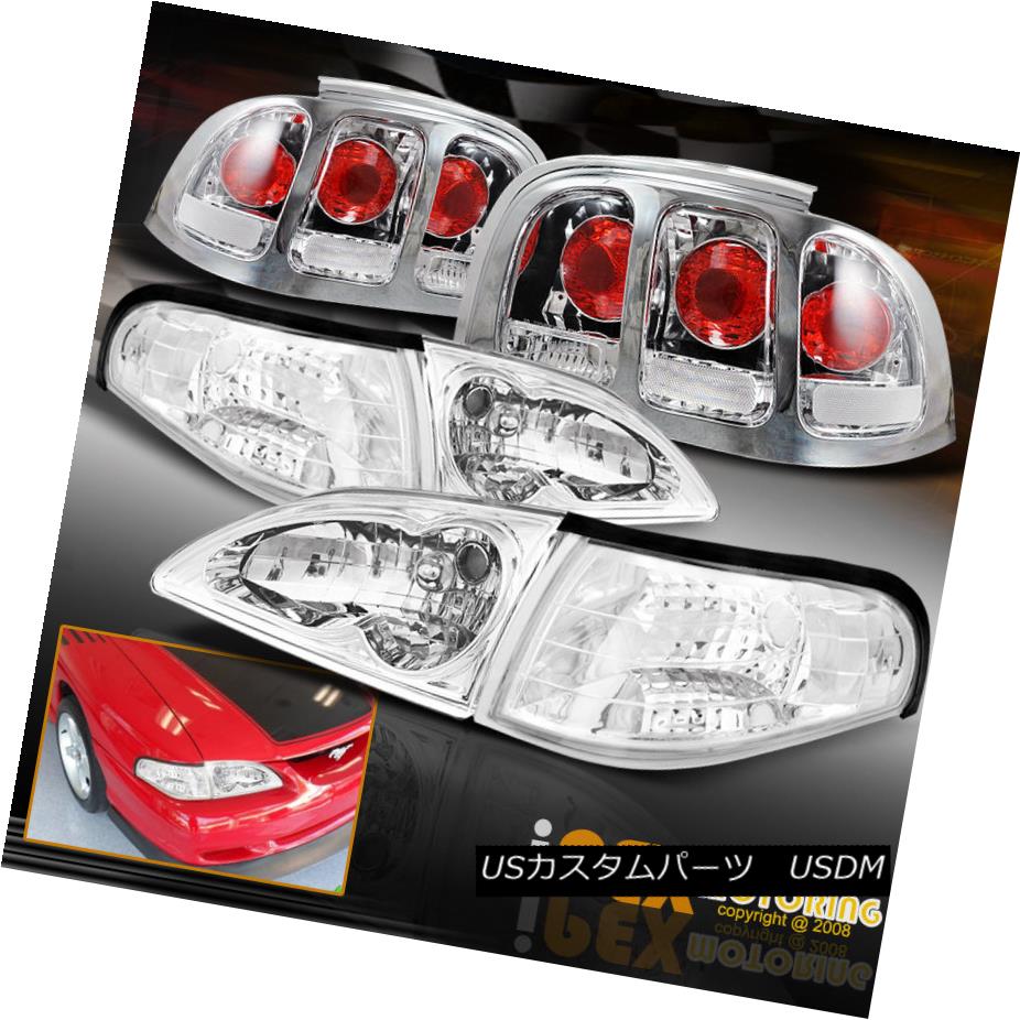 テールライト 1996-1998 Ford Mustang Chrome Headlights W/ Corner Lamp + Cobra Style Tail Light 1996-1998フォードマスタングクロームヘッドライトW /コーナーランプ+コブラスタイルテールライト 【並行輸入品】