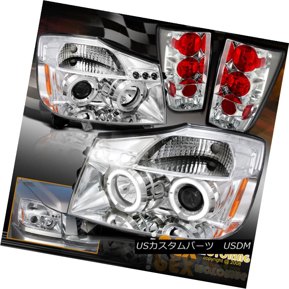 テールライト For 2004-2014 Nissan Titan Combo: Halo Projector Chrome Headlights + Tail Lights 日産タイタンコンボ：ヘイロープロジェクタークロームヘッドライト+テールライト 【並行輸入品】