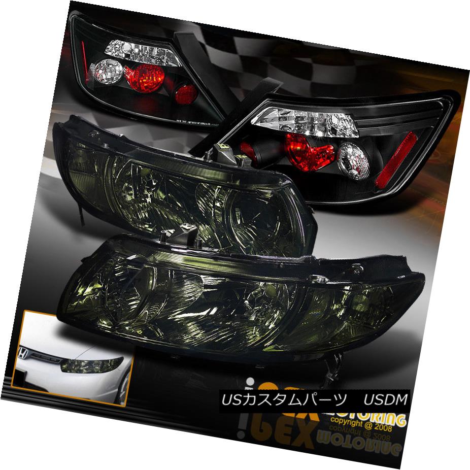 テールライト 2006-2011 Honda Civic 2Dr Coupe JDM Smoke Headlights + Black Type-R Tail Light 2006-2011ホンダシビック2DrクーペJDMスモークヘッドライト+ブラックタイプ-Rテールライト 【並行輸入品】