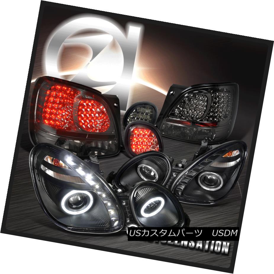 テールライト 98-05 GS300/400 Black SMD Halo Projector Headlights+Smoke LED Tail Trunk Lamps 98-05 GS300 / 400ブラックSMDハロープロジェクターヘッドライト+スモール ke LEDテールトランクランプ 【並行輸入品】