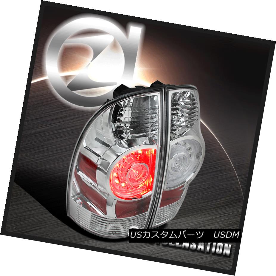 テールライト For 2005-2015 Toyota Tacoma Base Chrome Clear LED Tail Lights Brake Lamps 2005?2015年トヨタタコマベースクロームクリアLEDテールライトブレーキランプ 【並行輸入品】
