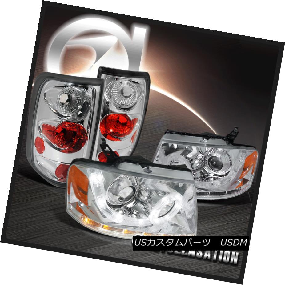 テールライト 04-08 Ford F150 Chrome LED Halo Signal Projector Headlights+Clear Tail Lamps 04-08 Ford F150 Chrome LEDハロー信号プロジェクターヘッドライト+ Cle arテールランプ 【並行輸入品】