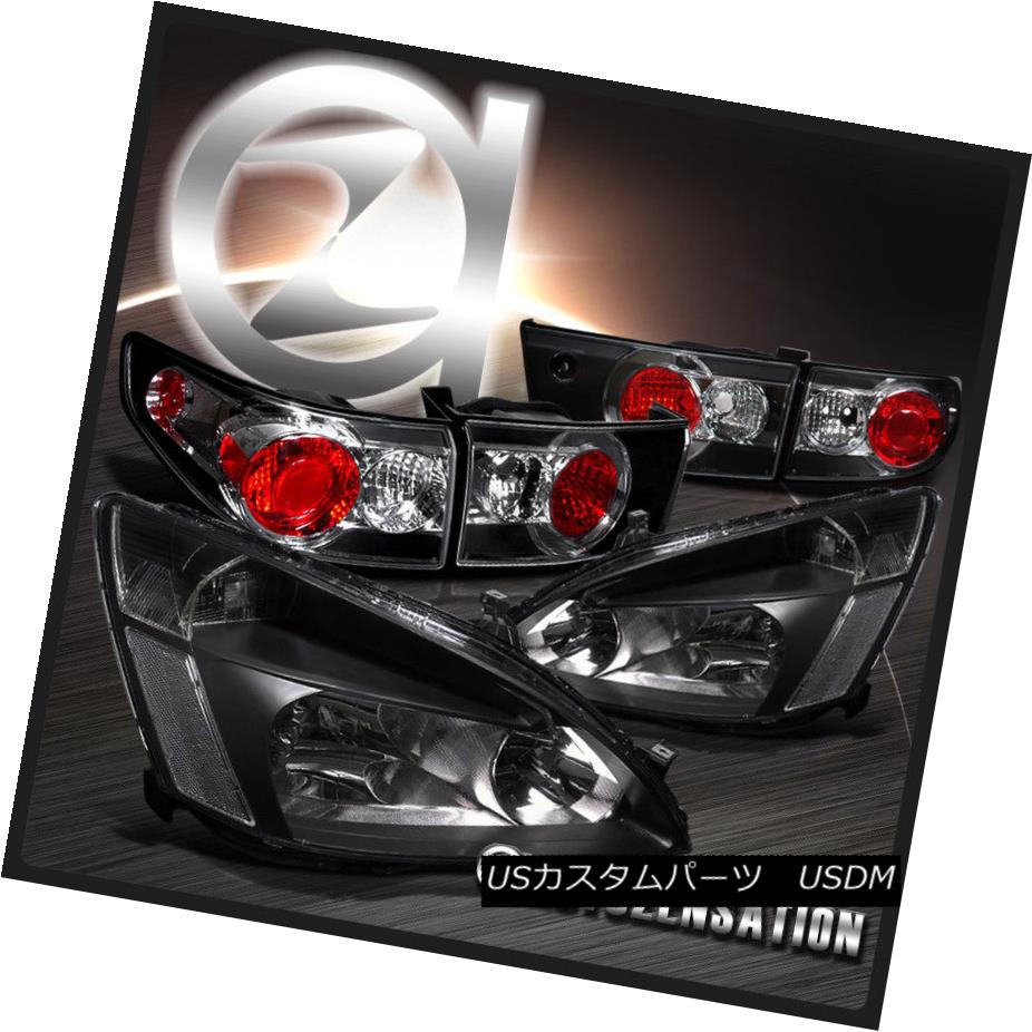 テールライト Fit Honda 03-05 Accord 4DR Crystal Black Headlights+Black Rear Tail Lamps フィットホンダ03-05アコード4DRクリスタルブラックヘッドライト+ Bla ckリアテールランプ 【並行輸入品】