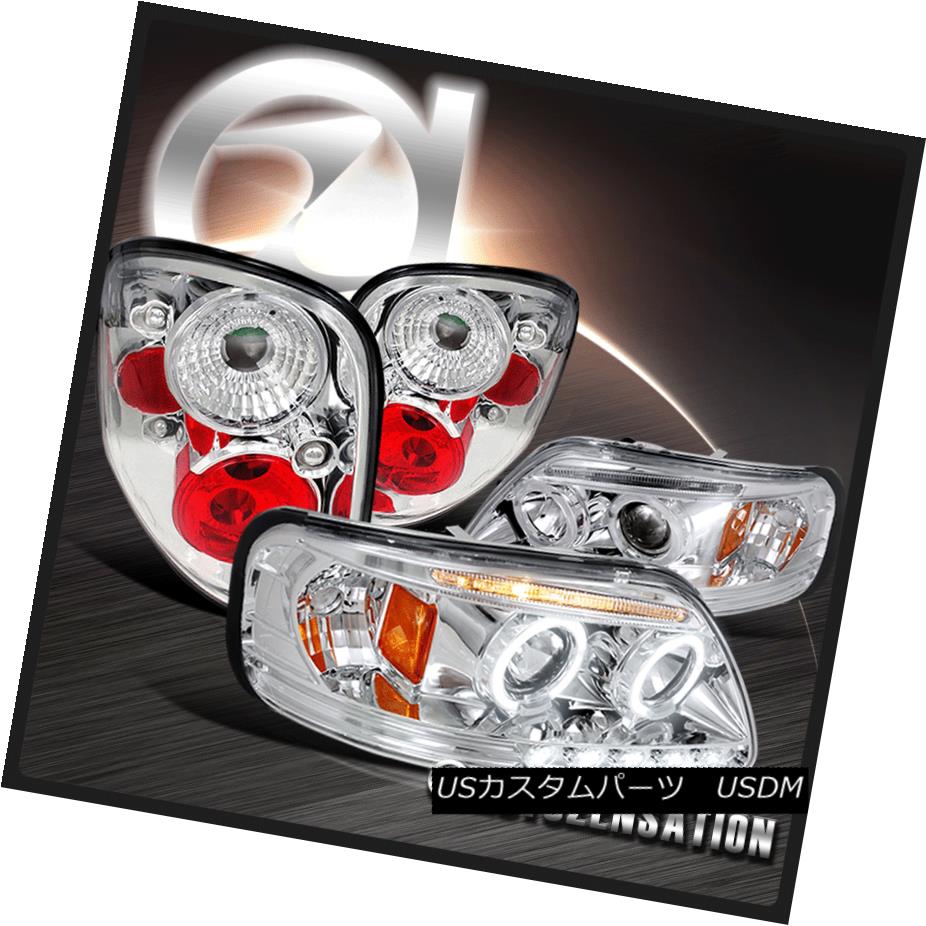 テールライト 97-00 F-150 Chrome Dual Halo Projector Headlights+Clear Rear Altezza Tail Lamps 97-00 F-150クロームデュアルハロープロジェクターヘッドライト+ Cle arリアAltezzaテールランプ 【並行輸入品】