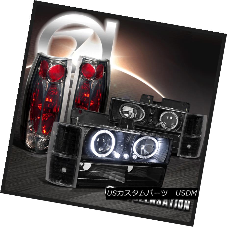 テールライト 95-98 Tahoe Black Halo LED Projector Headlights Corner Bumper+Smoke Tail Lamps 95-98タホブラックハローLEDプロジェクターヘッドライトコーナーバンパー+煙テールランプ 【並行輸入品】