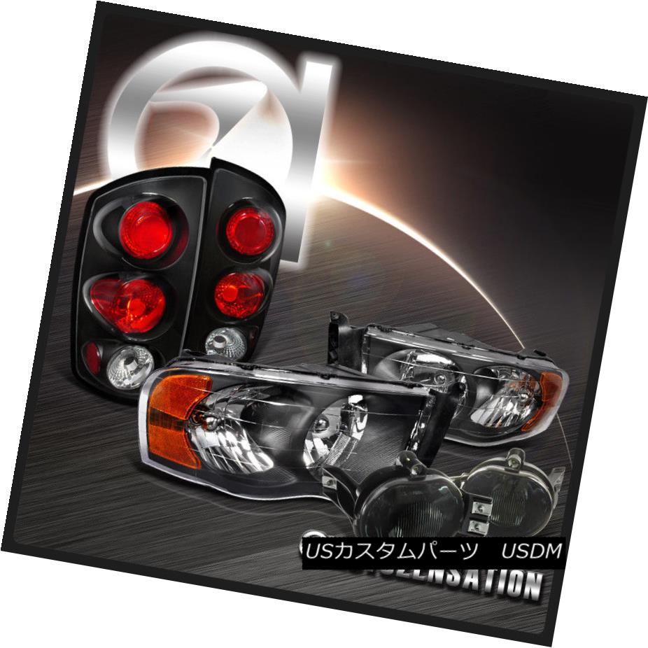 テールライト 02-05 Dodge Ram Black Crystal Headlights+Tinted Fog DRL+Tail Lamps 02-05ダッジラムブラッククリスタルヘッドライト+錫テッドフォグDRL +テールランプ 【並行輸入品】