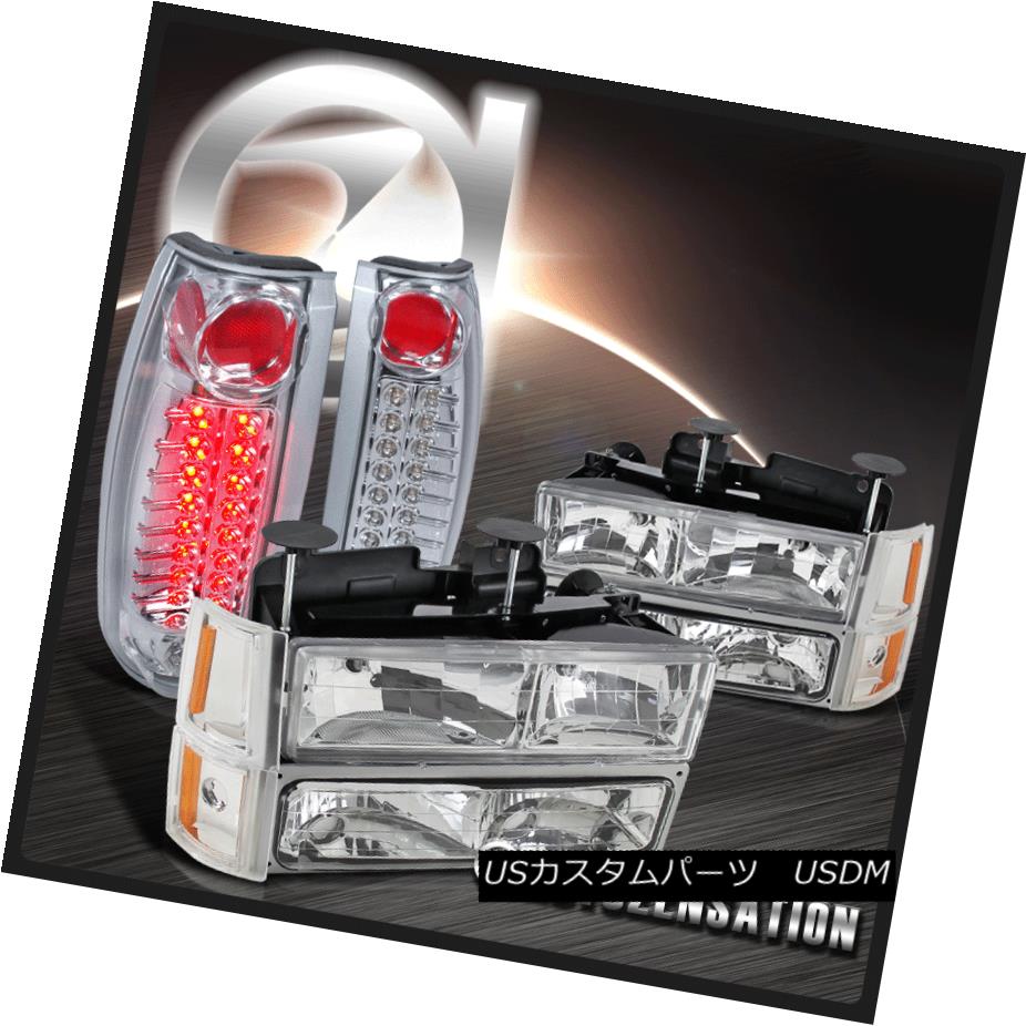 テールライト 94-98 GMC C10 1500 Chrome CLear Headlights+Bumper Corner Lamps+LED Tail Lights 94-98 GMC C10 1500クロームヘッドライト+コーナーランプ+ブール + LEDテールライト 【並行輸入品】