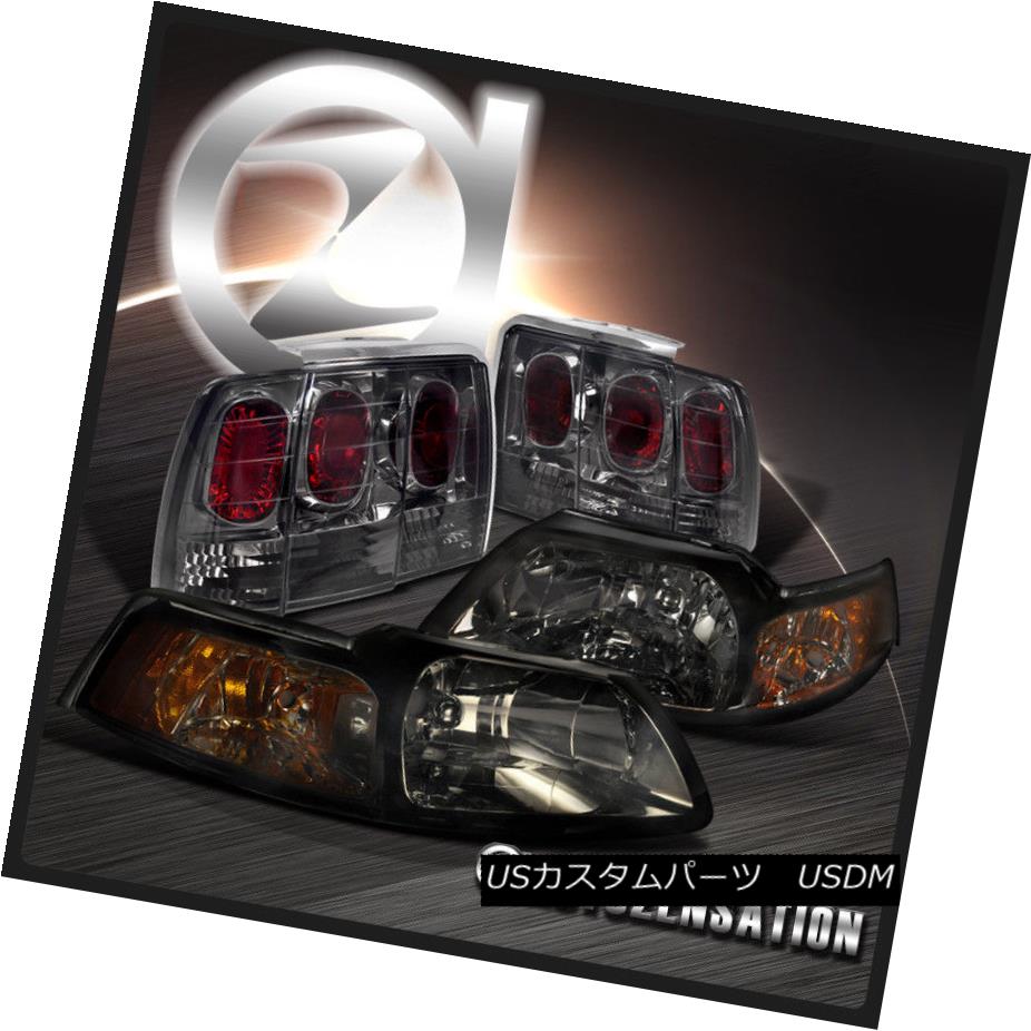 テールライト 99-04 Ford Mustang Crystal Smoke Headlights+Tint Rear Tail Brake Lamps 99-04 Ford Mustangクリスタルスモークヘッドライト+スリン tリアテールブレーキランプ 【並行輸入品】