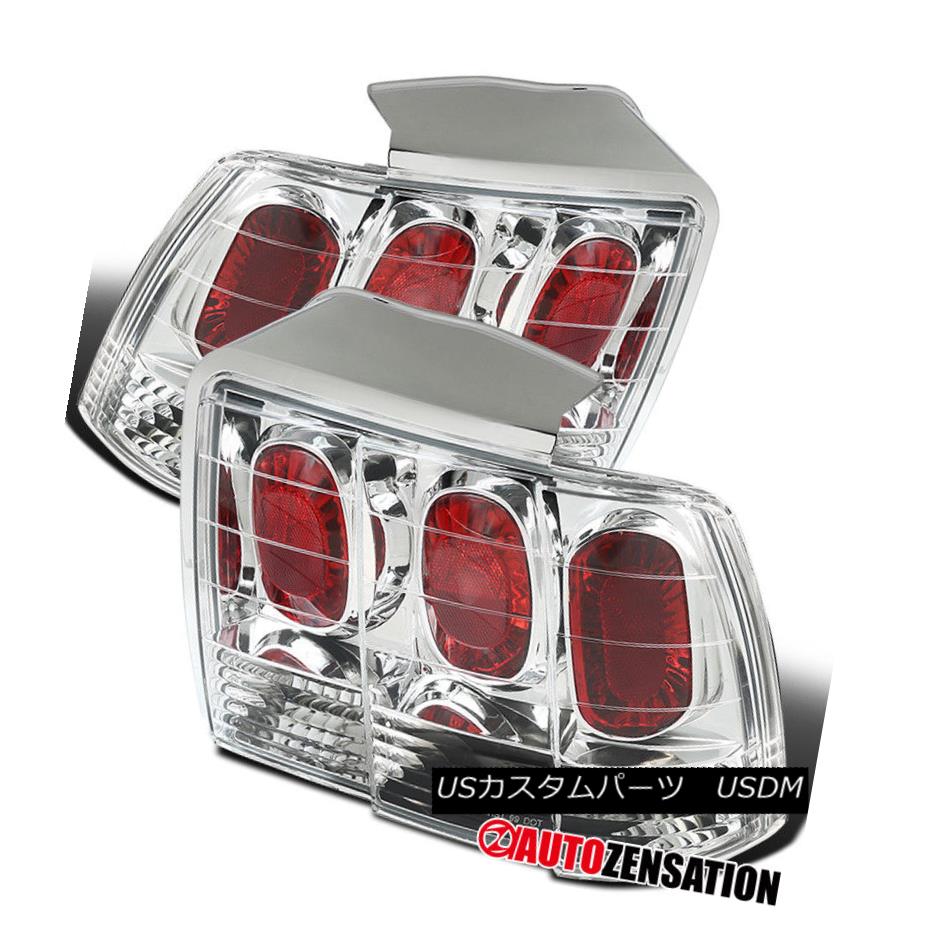 テールライト 99-04 Ford Mustang Chrome Clear Tail Lights Brake Parking Lamps Pair Replacement 99-04 Ford Mustangクロームクリアテールライトブレーキパーキングランプペア交換 【並行輸入品】