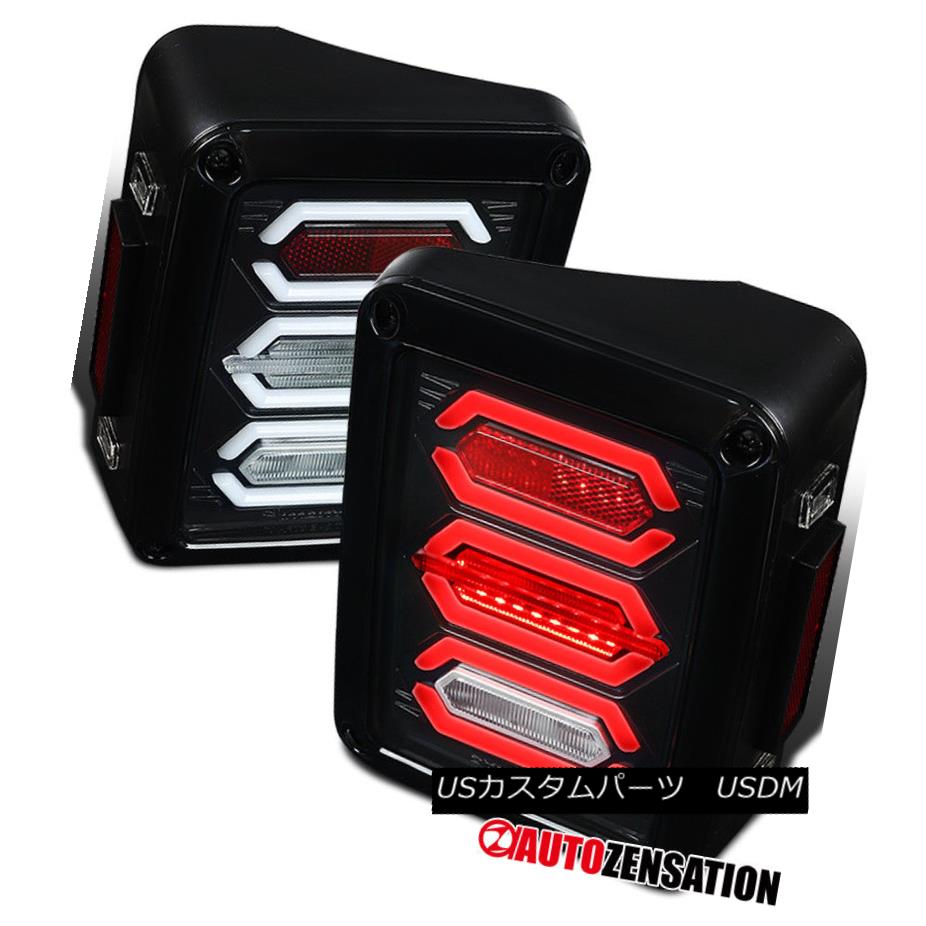 テールライト 2007-2017 Jeep Wrangler Black Full LED Tail Lights Pair Left+Right Replcaement 2007-2017ジープラングラーブラックフルLEDテールライトペア左+右置き換え 【並行輸入品】