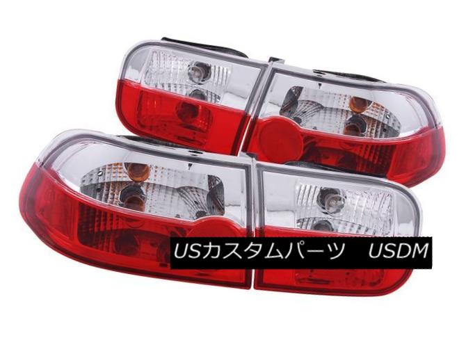 テールライト ANZO 221220 Set of 2 Red/Clear Lens Tail Lights for 92-95 Honda Civic 2/4-Door ANZO 221220ホンダシビック2/4ドア92-95用レッド/クリアレンズテールライト2個セット 【並行輸入品】