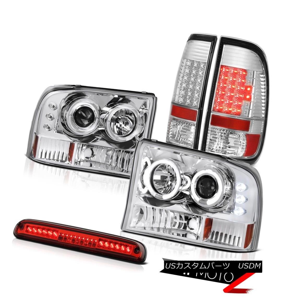 即納 テールライト 99-04 F250 XLT Chrome Halo Headlights Clear LED