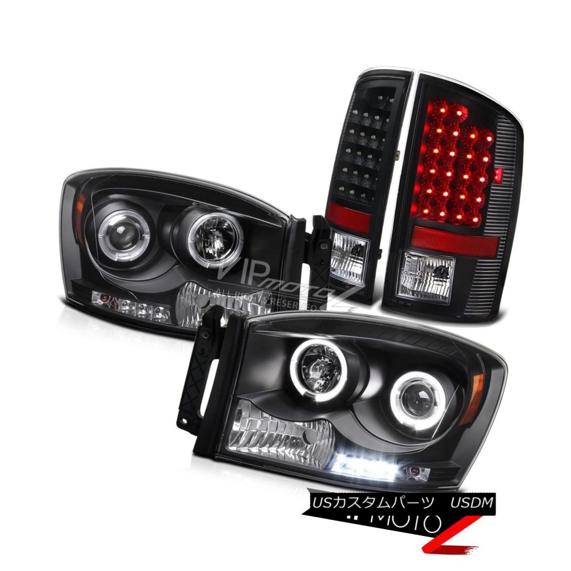 好きに テールライト 07-08 Dodge RAM Left Right Angel Eye Projector Headlight Black  LED