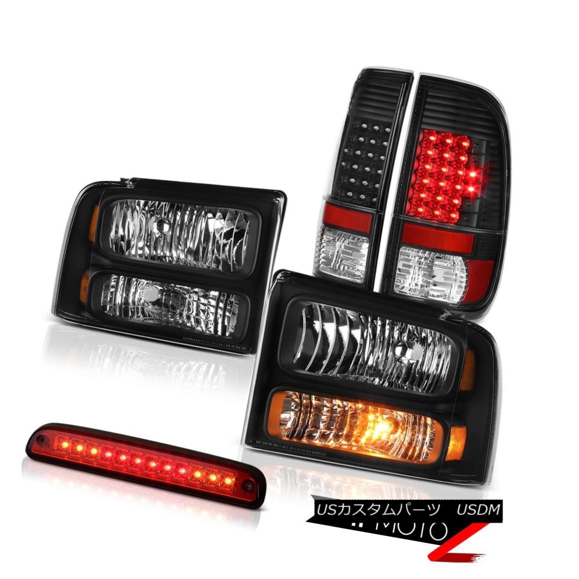 テールライト 2005 2006 2007 F350 XL Satin Black Headlamps Brake Tail Lights High Stop LED Red 2005 2006 2007 F350 XLサテンブラックヘッドランプブレーキテールライトハイストップLEDレッド 【並行輸入品】