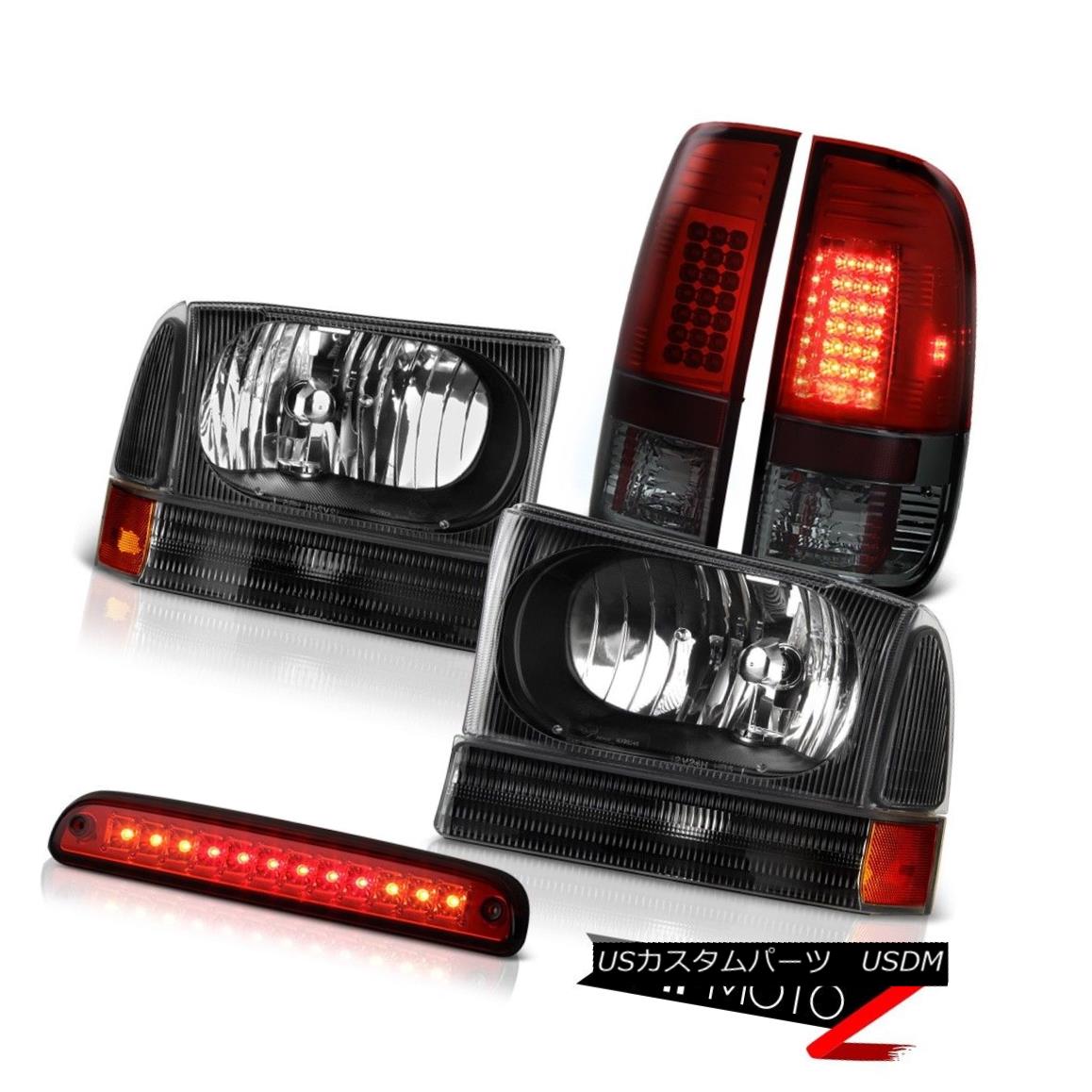 テールライト Pair Black Headlight Third Brake Cargo LED Rear Lights Smokey Red 99-04 Ford ペアブラックヘッドライト第3ブレーキカーゴLEDリアライトスモーキーレッド99-04フォード 【並行輸入品】