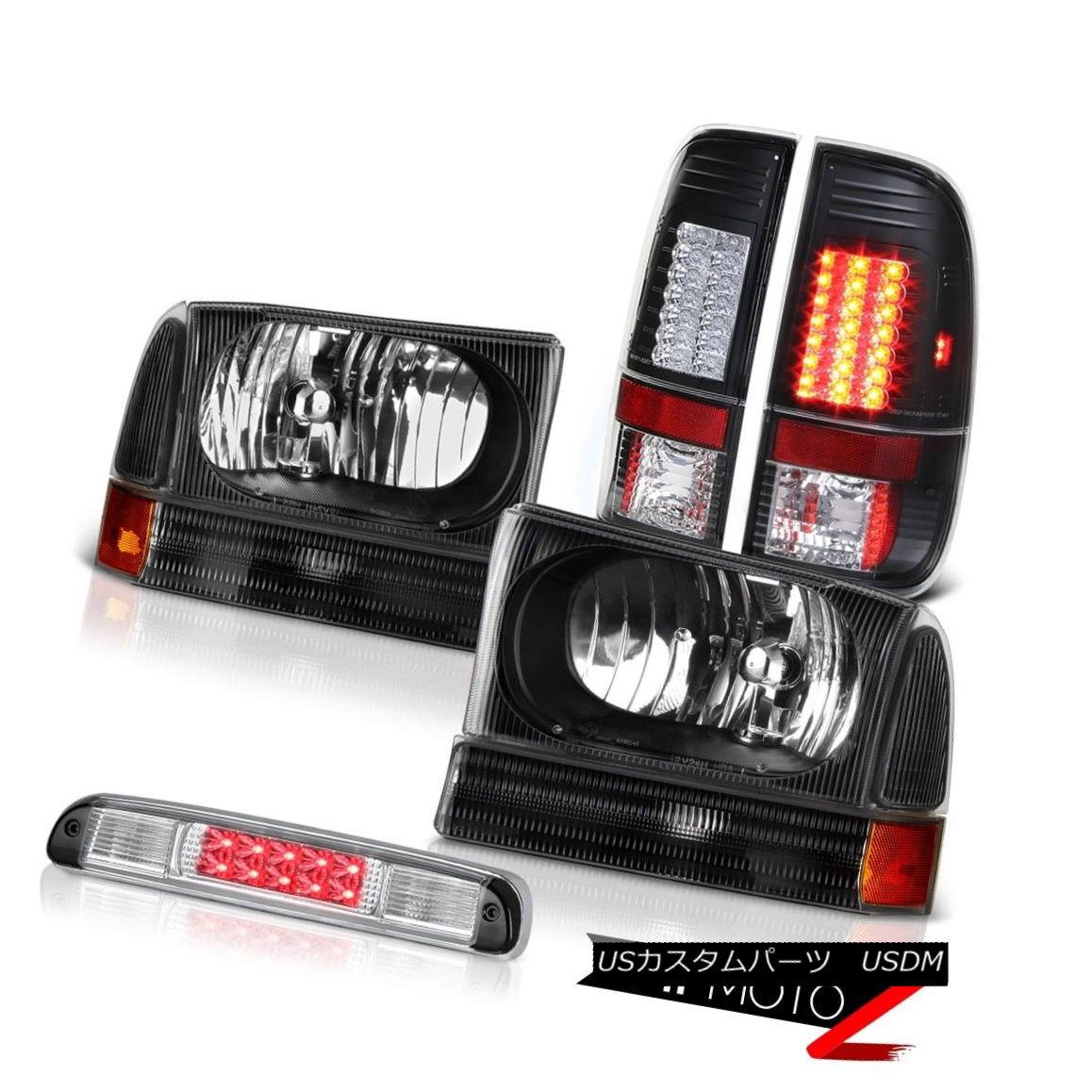 テールライト Jet Black Headlights LED Tail Lights Euro Third Brake 99 00 01 02 03 04 F350 XL ジェットブラックヘッドライトLEDテールライトユーロ第3ブレーキ99 00 01 02 03 04 F350 XL 【並行輸入品】