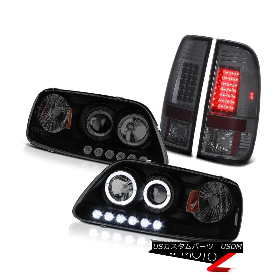 テールライト Ford F150 1997-2003 SMD DRL Headlamps Dark Black LED Brake Tail Lights Smoked フォードF150 1997-2003 SMD DRLヘッドランプダークブラックLEDブレーキテールライトスモーク 【並行輸入品】