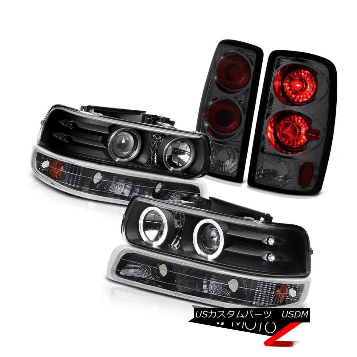 テールライト 00-06 Tahoe 4.8L 2X Angel Eye Projector Headlights Black Signal Brake Tail Lamps 00-06タホ4.8L 2Xエンジェルアイプロジェクターヘッドライトブラック信号ブレーキテールランプ 【並行輸入品】
