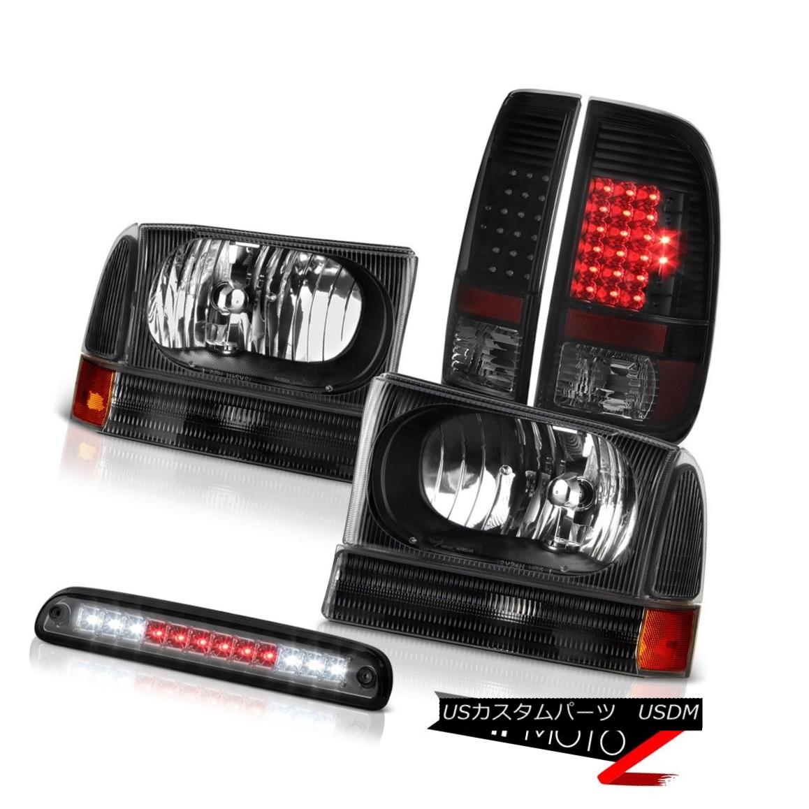 テールライト 1999-2004 F250 XLT Pair Black Headlights Smoke LED Tail Lights Tinted 3rd Brake 1999-2004 F250 XLTペアブラックヘッドライトスモークLEDテールライトテンションのついた第3ブレーキ 【並行輸入品】
