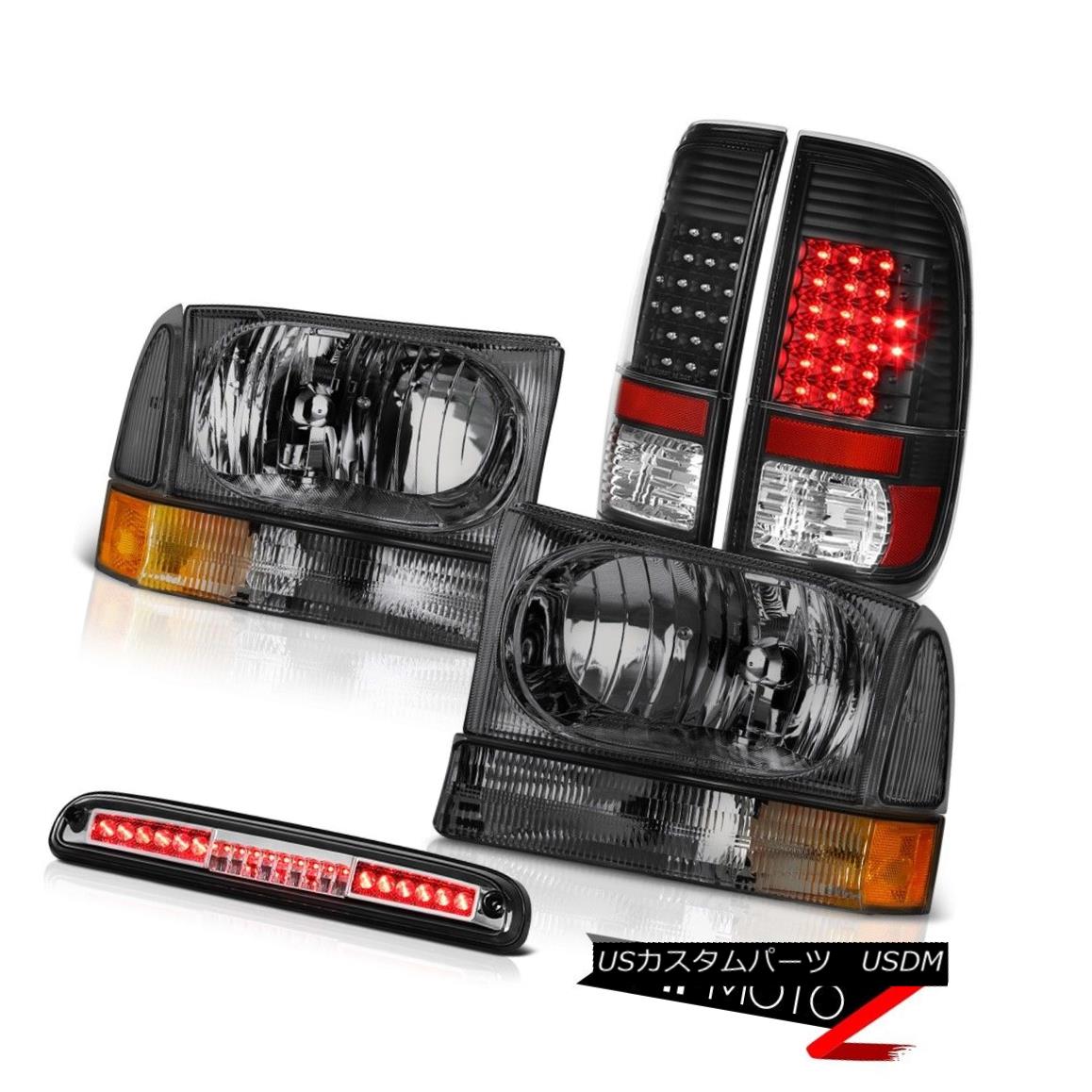 テールライト 99-04 F250 Lariat Diamond Cut Headlights Black Brake Tail Lights Chrome 3rd LED 99-04 F250ラリアートダイヤモンドカットヘッドライトブラックブレーキテールライトクローム第3 LED 【並行輸入品】