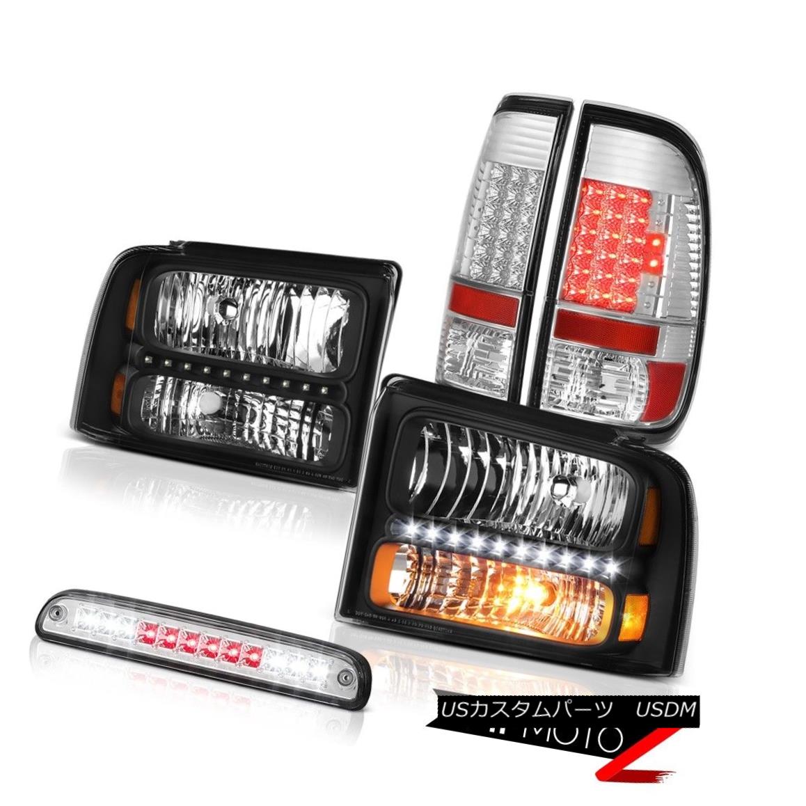 テールライト 05 06 07 F250 5.4L Beast Black Headlights Clear LED Tail Lights 3rd Brake Chrome 05 06 07 F250 5.4LビーストブラックヘッドライトクリアLEDテールライト3rdブレーキクローム 【並行輸入品】