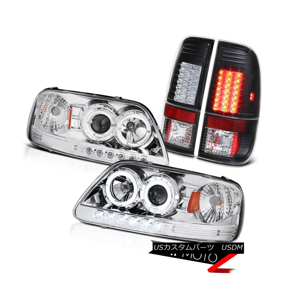 テールライト F150 V8 1999 2000 2001 Chrome Halo LED Headlight SMD Bulbs Tail Light Lamp Black F150 V8 1999 2000 2001クロームハローLEDヘッドライトSMD電球テールライトランプブラック 【並行輸入品】