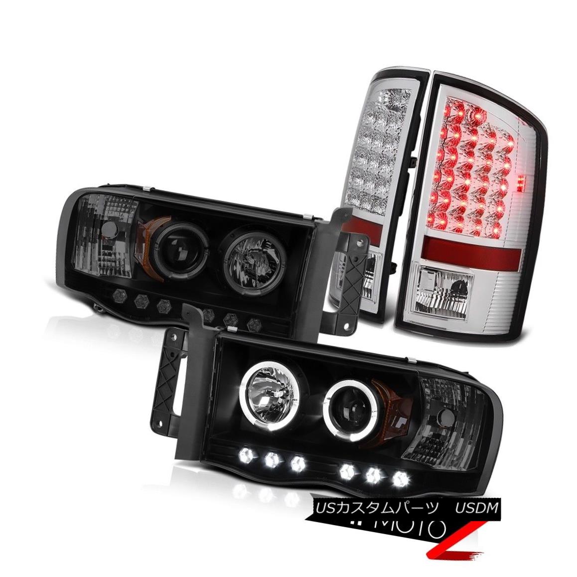 テールライト 2002-2005 Ram V6 V8 Laramie Black Smoke Halo Headlight SMD Rear Tail Lights 2002-2005 Ram V6 V8ララミーブラックスモークヘイローヘッドライトSMDリアテールライト 【並行輸入品】