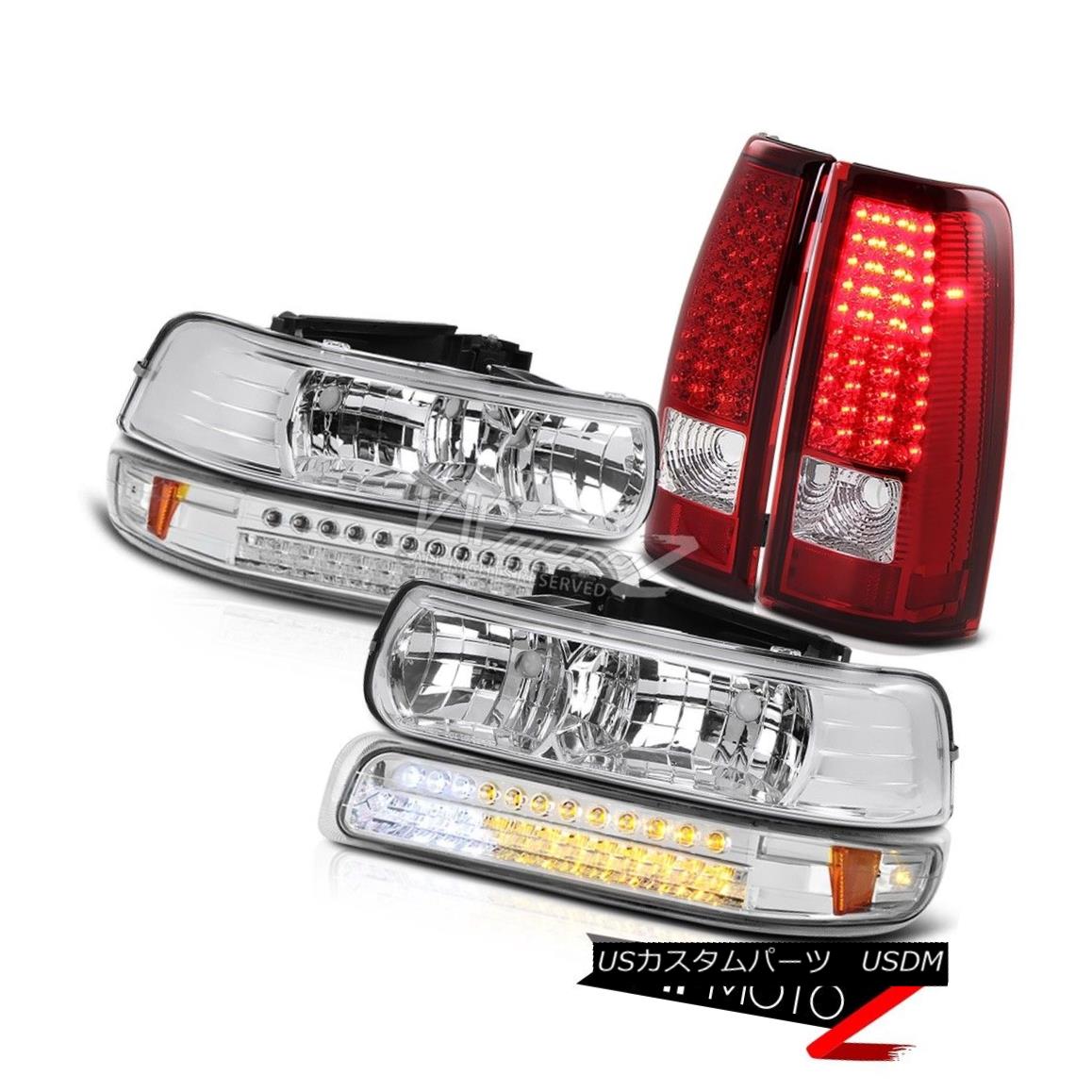 テールライト 1999-2002 Silverado Chrome Headlight SMD Bumper DRL Parking Red LED Tail Light 1999-2002 SilveradoクロームヘッドライトSMDバンパーDRLパーキングレッドLEDテールライト 【並行輸入品】