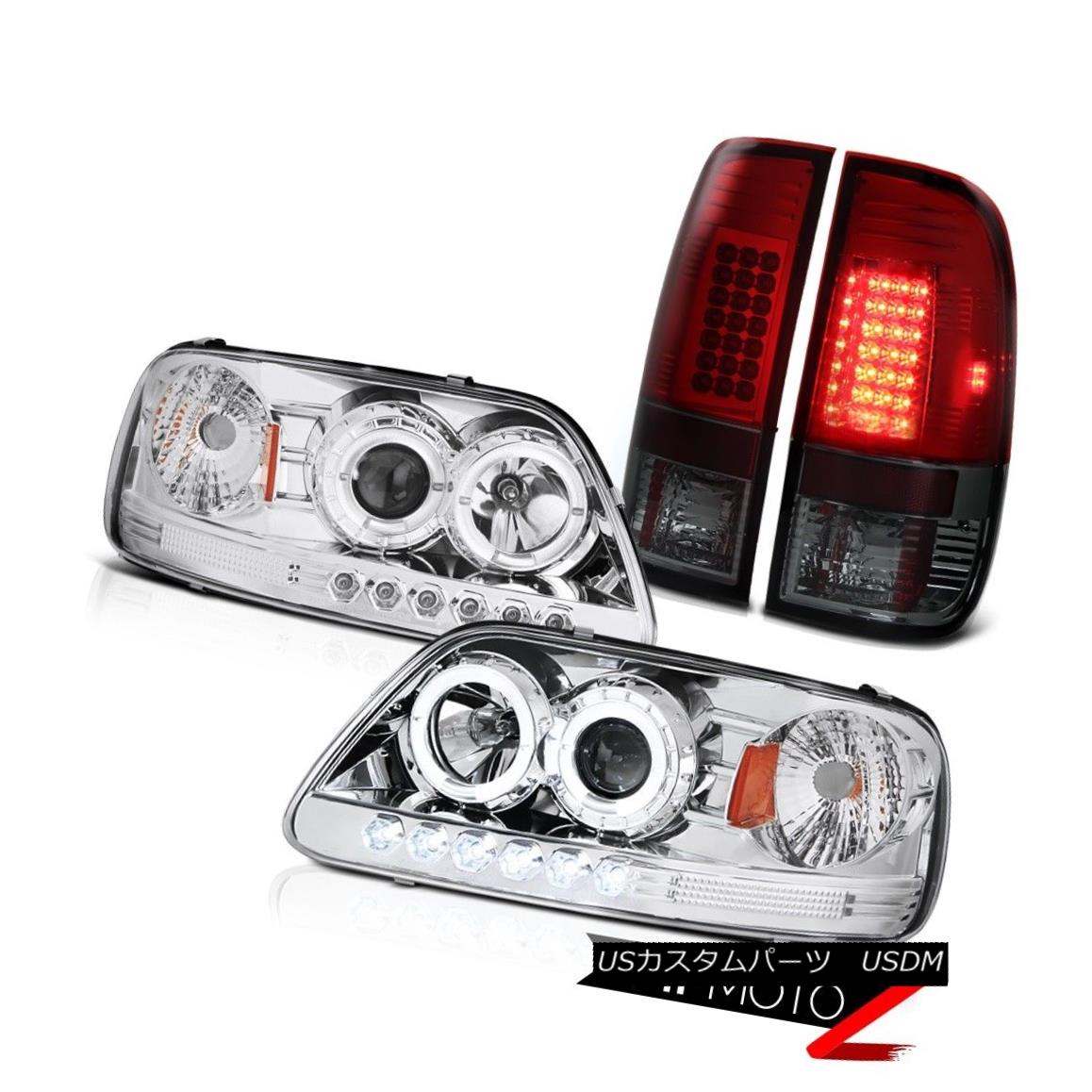 テールライト F150 XL 97-03 Headlight Chrome Halo DRL LED Bulbs Tail Light Lamp Set Smokey Red F150 XL 97-03ヘッドライトクロームハローDRL LED電球テールライトランプセットスモーキーレッド 【並行輸入品】
