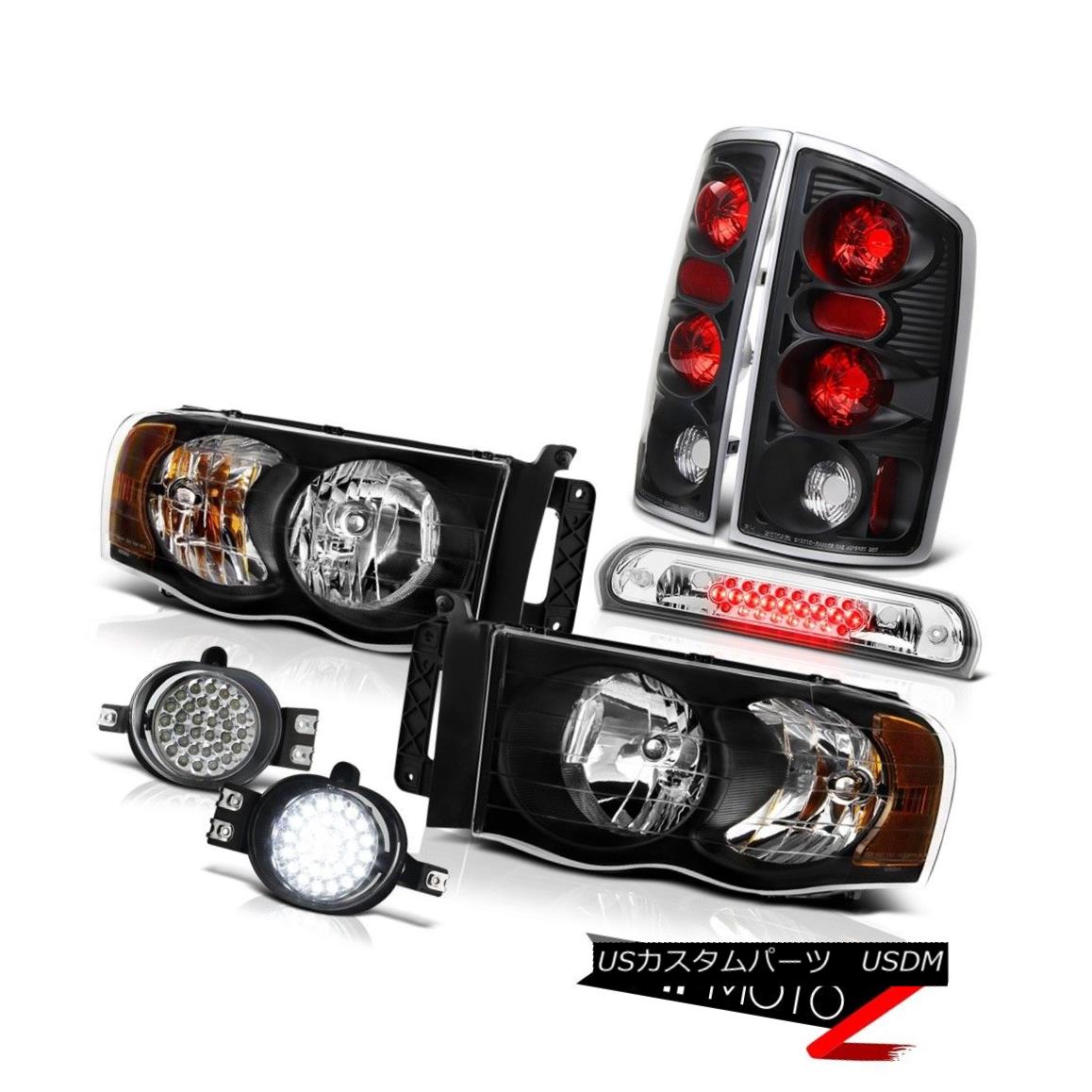 テールライト 02-05 Ram V6 Black Headlamps Rear Brake Lights L.E.D DRL System Roof Stop LED 02-05 Ram V6ブラックヘッドランプリアブレーキライトL.E.D DRLシステムルーフストップLED 【並行輸入品】
