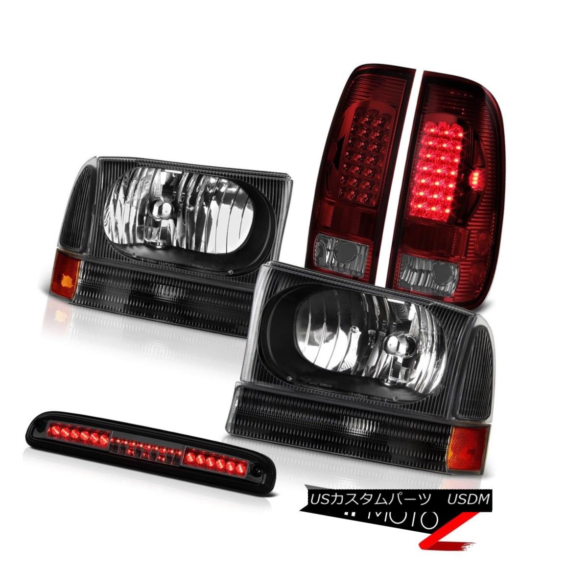 テールライト 1999-2004 F350 XLT L+R Black Headlights SMD LED Brake TailLamps High Stop Smoke 1999-2004 F350 XLT L + RブラックヘッドライトSMD LEDブレーキテールランプハイストップスモーク 【並行輸入品】