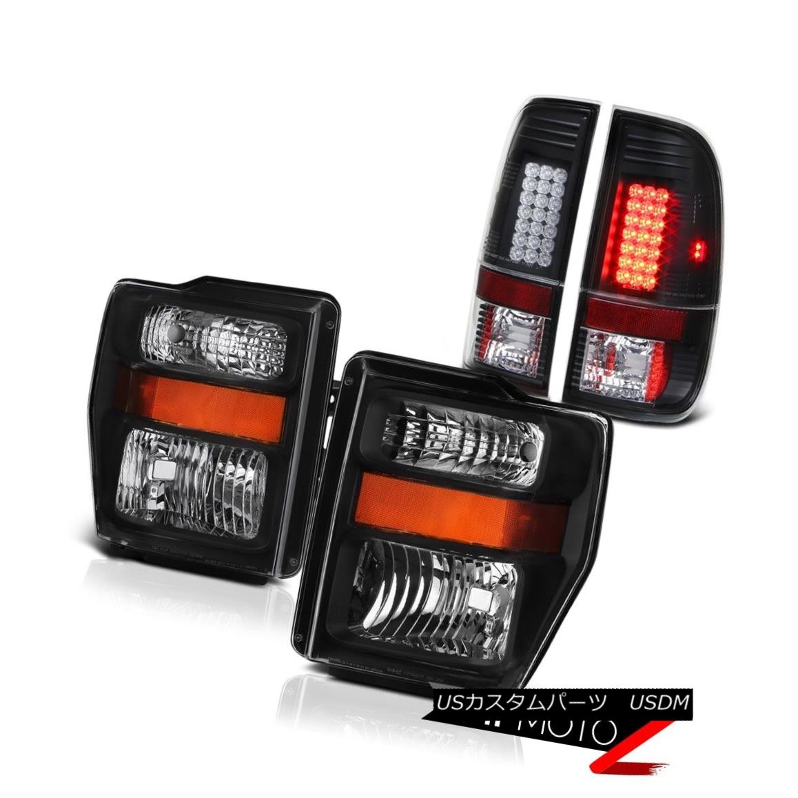 テールライト 2008-2009-2010 Ford F250 F350 SD Black Headlight LED Rear Brake Tail Light Lamps 2008-2009-2010フォードF250 F350 SDブラックヘッドライトLEDリアブレーキテールライトランプ 【並行輸入品】
