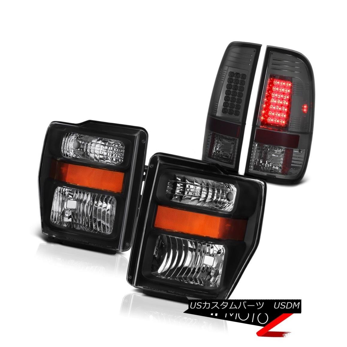 メーカー包装済 Sdアンバーブラックヘッドライトスモークledテールライトランプ F350 08 09 10フォードf250 Lamp Light Tail Led Smoke Headlight Black Amber Sd F350 F250 Ford 08 09 10 テールライト 車用品 Usdm 0045 551