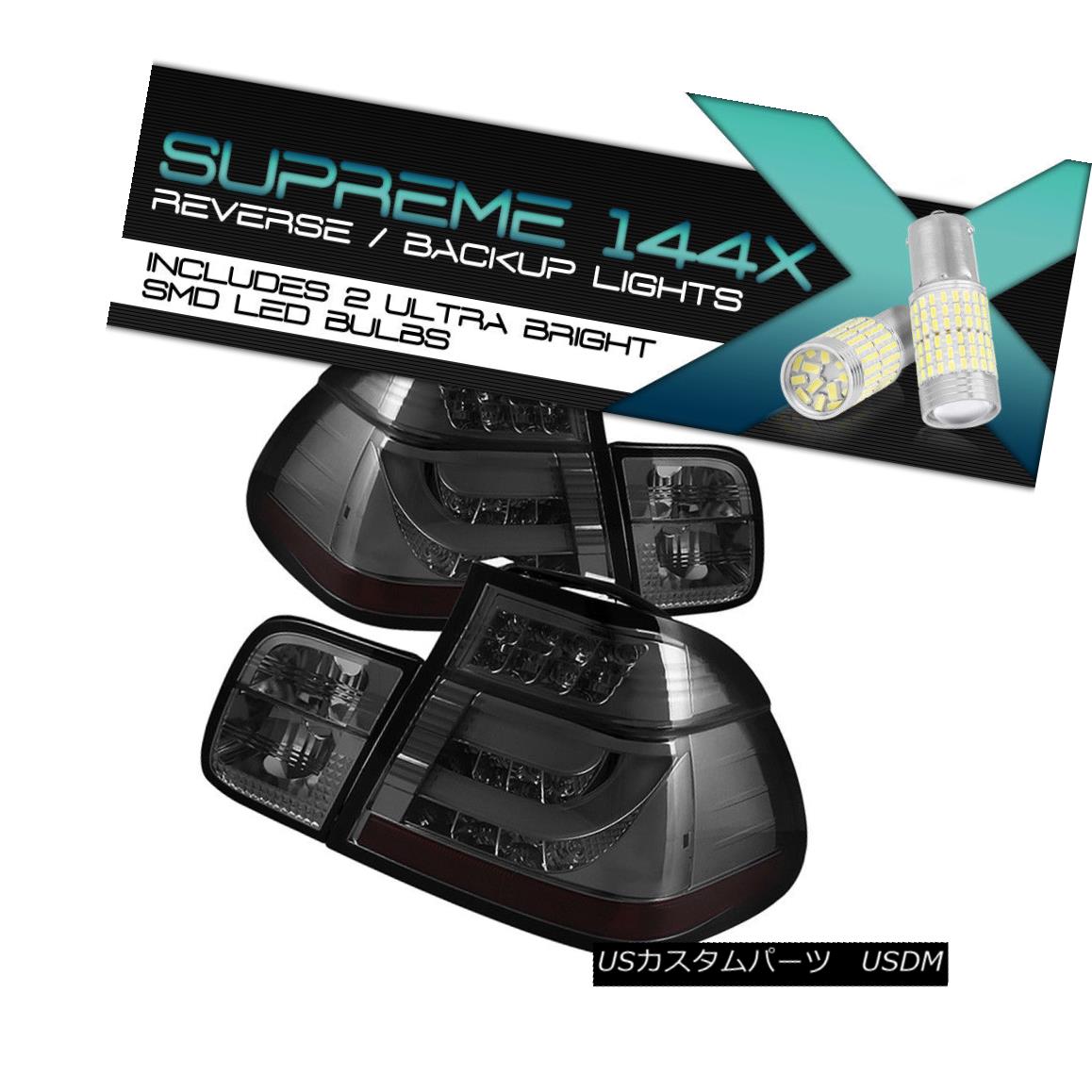 テールライト [360 Degree SMD Backup] 2002-2005 BMW 3 E46 4DR {SMOKE) Taillamps LED STRIP Pair [360度SMDバックアップ] 2002-2005 BMW 3 E46 4DR（SMOKE）タイルランプLED STRIPペア 【並行輸入品】