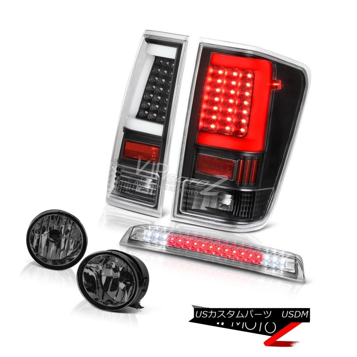 テールライト 04-14 For Nissan Titan Smokey Fog Chrome 3Rd Brake Black Fiber Optic Rear L+R 04-14日産タイタンスモーキーフォグクローム3RdブレーキブラックファイバーオプティカルリアL + R 【並行輸入品】