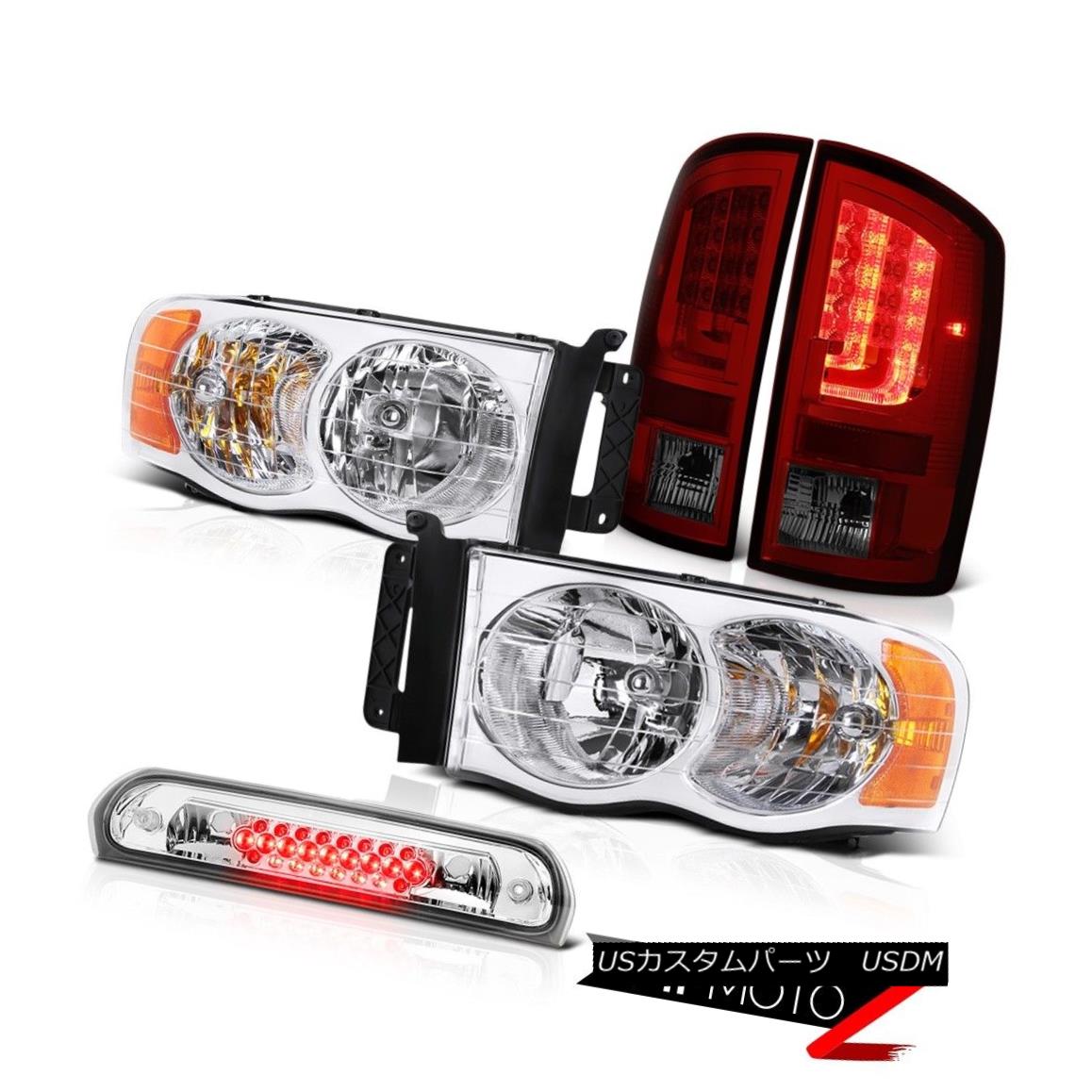 テールライト 02-05 Dodge Ram 2500 1500 3.7L Tail Brake Lights Chrome Headlamps 3RD Lamp LED 02-05 Dodge Ram 2500 1500 3.7Lテールブレーキライトクロームヘッドランプ3RDランプLED 【並行輸入品】