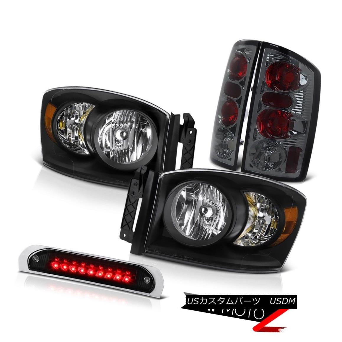 テールライト Satin Black Headlamps Rear Tail Lights Assembly Roof Stop LED Bulb 2006 Ram 3500 サテンブラックヘッドランプリアテールライトアセンブリルーフストップLEDバルブ2006 Ram 3500 【並行輸入品】