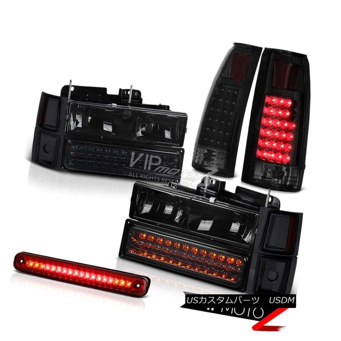 テールライト 94-98 Chevy Truck Z71 Red Roof Brake Lamp Taillamps Smoked 8Pcs Headlight Combo 94-98シボレートラックZ71レッドルーフブレーキランプタイルランプスモーク8個ヘッドライトコンボ 【並行輸入品】