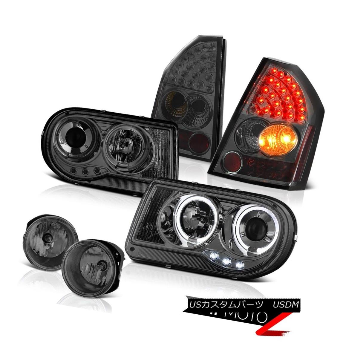 テールライト 08-10 Chrysler 300C SRT8 Pair Smoke Halo Headlights Smoked L.E.D Taillamps Fog 08-10クライスラー300C SRT8ペアスモークヘイローヘッドライトスモークL.E.Dタイルランプフォグ 【並行輸入品】