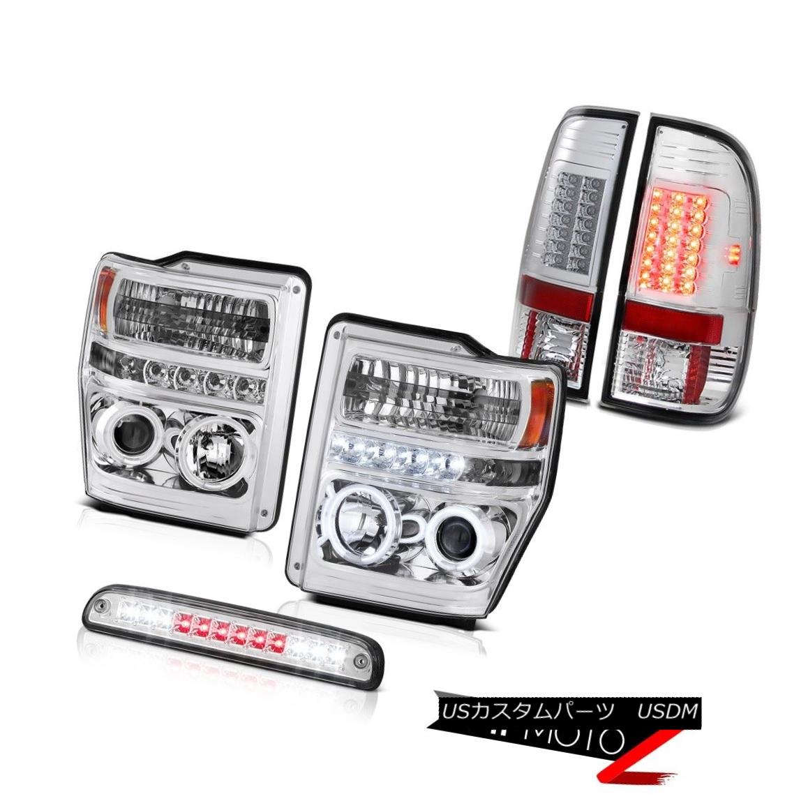 テールライト Clear CCFL Halo Headlights Euro Third Brake LED Tail Lights 08 09 10 F-250 6.8L クリアCCFL HaloヘッドライトユーロサードブレーキLEDテールライト08 09 10 F-250 6.8L 【並行輸入品】