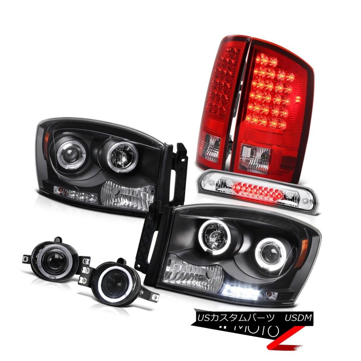 テールライト L.E.D DRL Halo Headlights Red LED Tail Lights Foglamps Third Brake 2006 Ram Hemi L.E.D DRLハローヘッドライトレッドLEDテールライトフォグランプ第3ブレーキ2006 Ram Hemi 【並行輸入品】