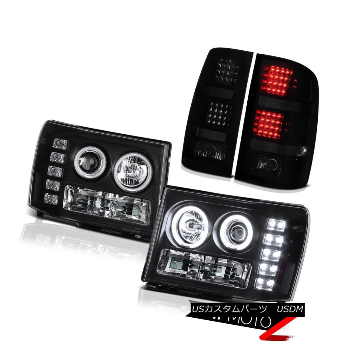 テールライト 07-13 GMC Sierra 1500 WT Tail Lamps Inky Black Headlamps CCFL Ring \