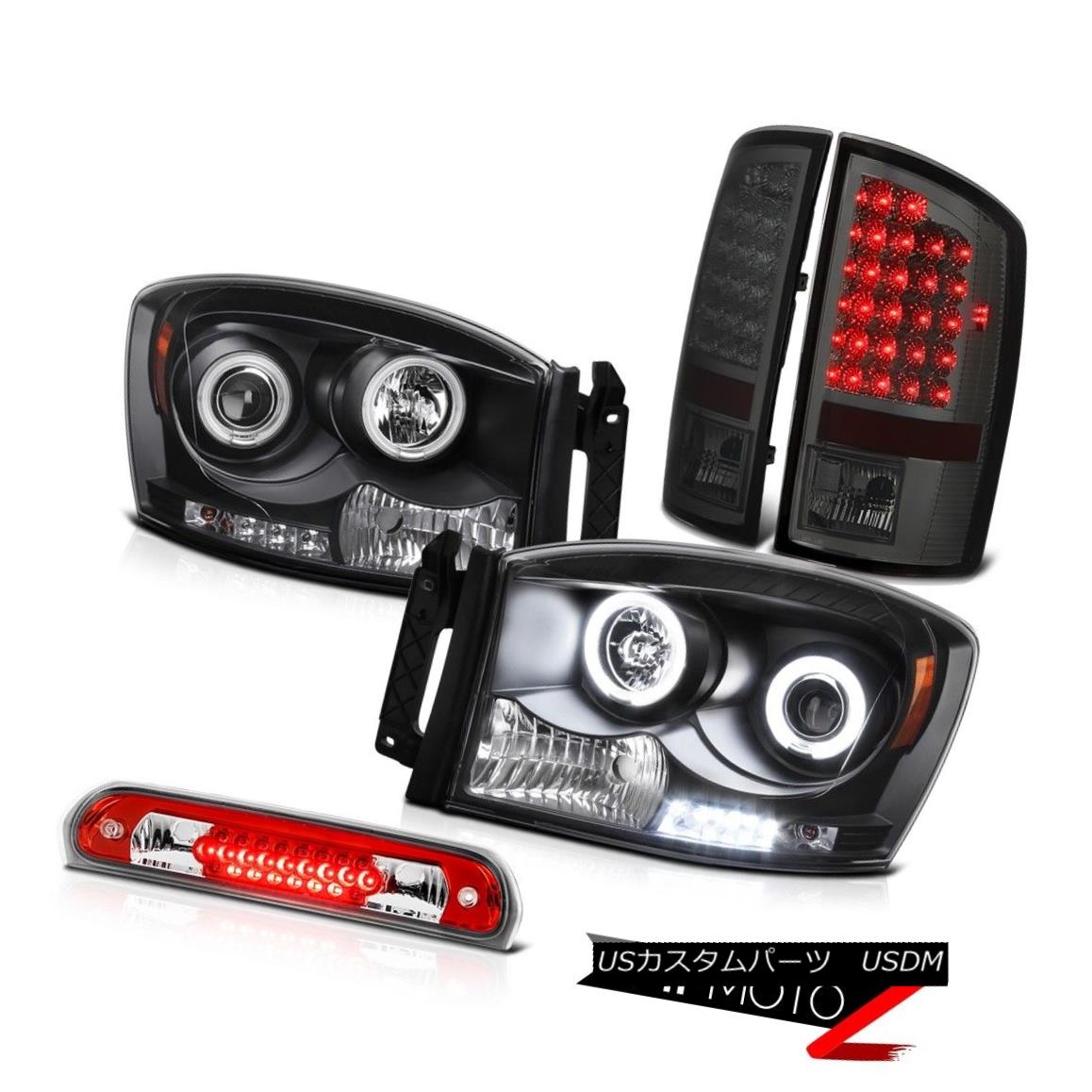 テールライト Black Headlights Smoke LED Tail Lamps High Brake Cargo 2007 2008 Ram TurobDiesel ブラックヘッドライトスモークLEDテールランプハイブレーキカーゴ2007 2008 Ram Turbo Diesel 【並行輸入品】