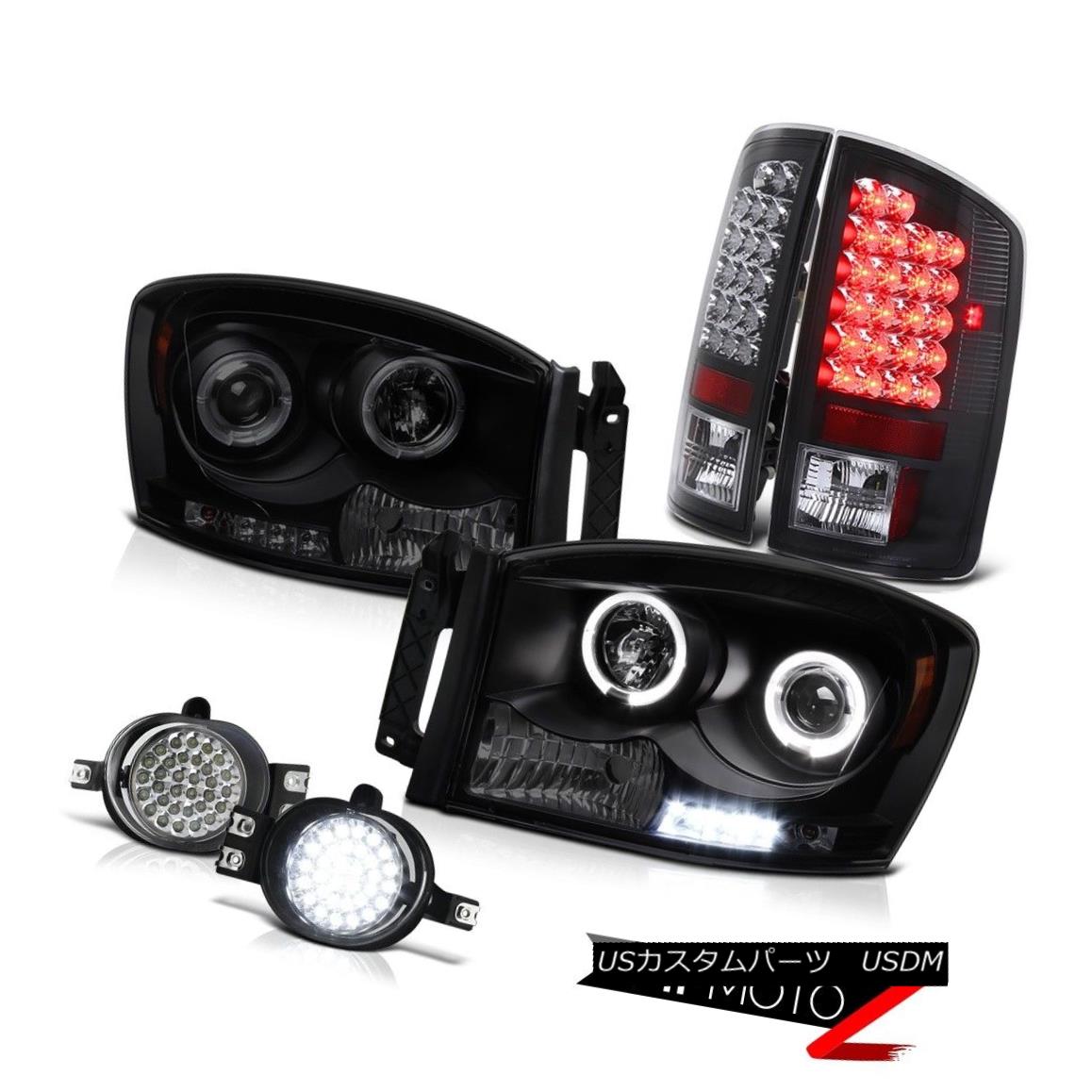 テールライト Dual Angel Eye Headlights LED SMD Tail Lights Black Fog Light Ram 5.9L ST 07 08 デュアルエンジェルアイヘッドライトLED SMDテールライトブラックフォグライトラム5.9L ST 07 08 【並行輸入品】