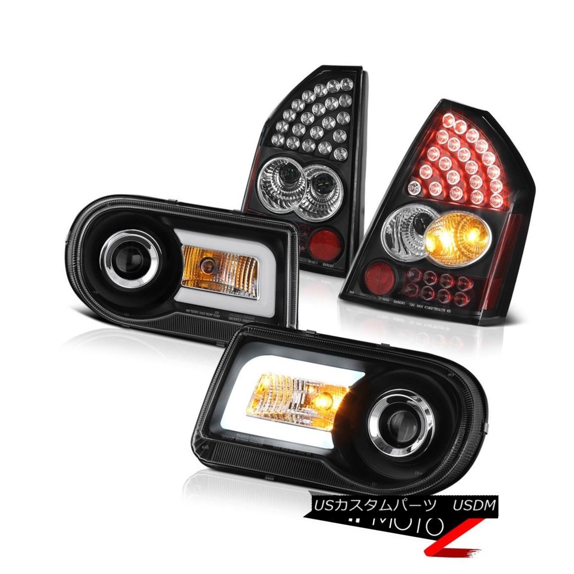 テールライト 05-07 Chrysler 300C 5.7L New Pair Crystal Halo Headlights Black LED Taillights 05-07クライスラー300C 5.7L新しいペアのクリスタルヘイローヘッドライトブラックLEDテールライト 【並行輸入品】