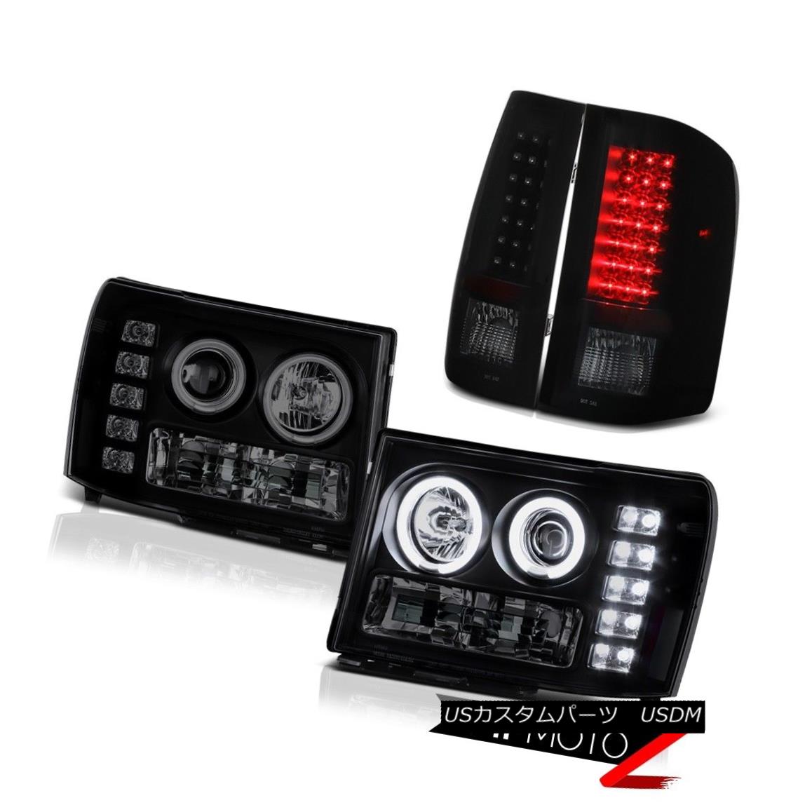 テールライト 08-14 GMC Sierra 3500 Dually CCFL Halo Rim Headlight Black Smoke LED Tail Lights 08-14 GMC Sierra 3500二重CCFLハローリムヘッドライトブラックスモークLEDテールライト 【並行輸入品】
