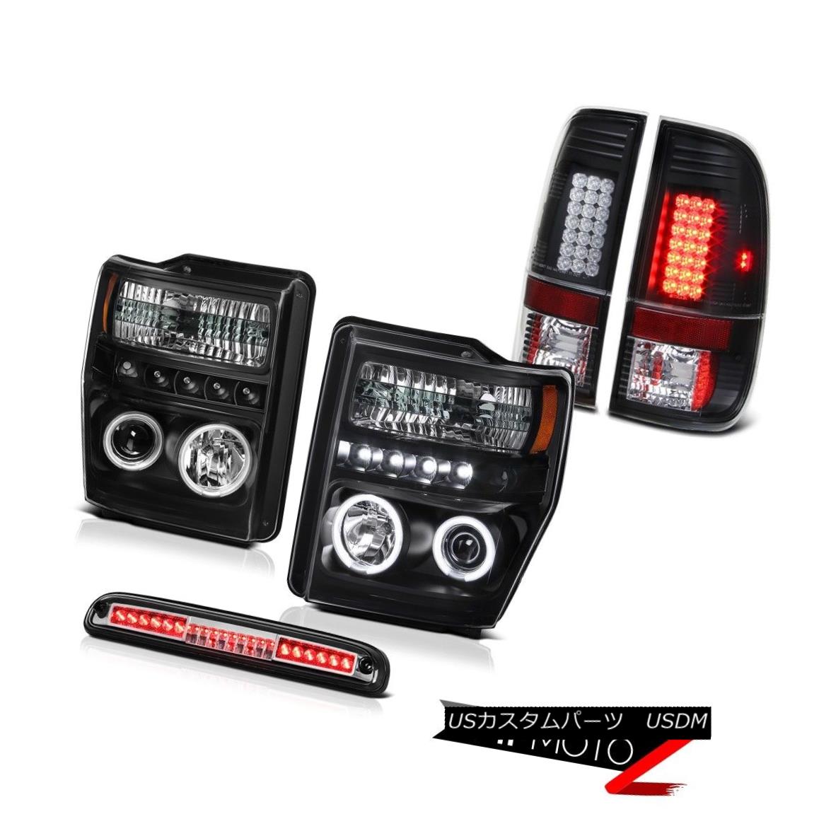 テールライト CCFL Halo Headlights Roof Stop LED Clear Black Brake Lamps 2008-2010 F350 XLT CCFL HaloヘッドライトルーフストップLEDクリアブラックブレーキランプ2008-2010 F350 XLT 【並行輸入品】